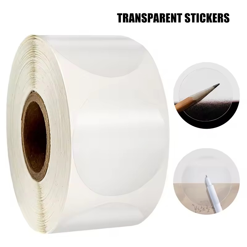 Sticker Label Roll - Adesivi Circolari Trasparenti Autoadesivi per Sigillatura,